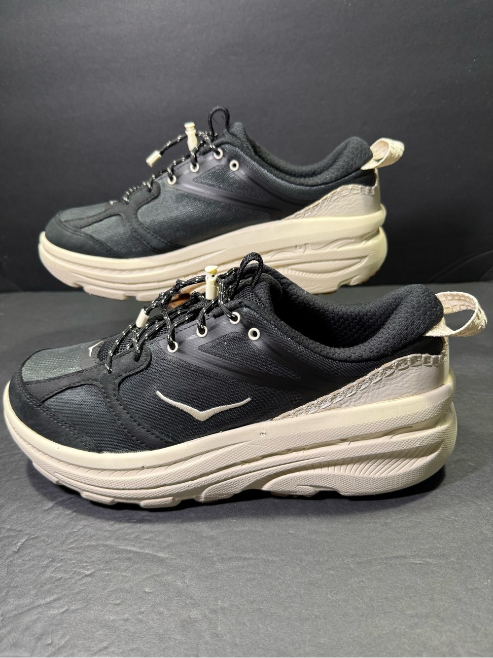 HOKA Bondi B3LS Women’s Black Alabaster Sneakers Black Beige Shoe Size-11